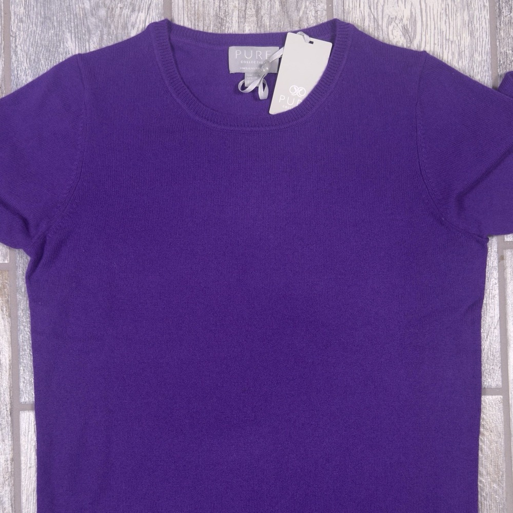 PURE Collection NWT 100% Cashmere Crew Neck Deep Purple Jumper Sweater US6 UK12 - Picture 8 of 14